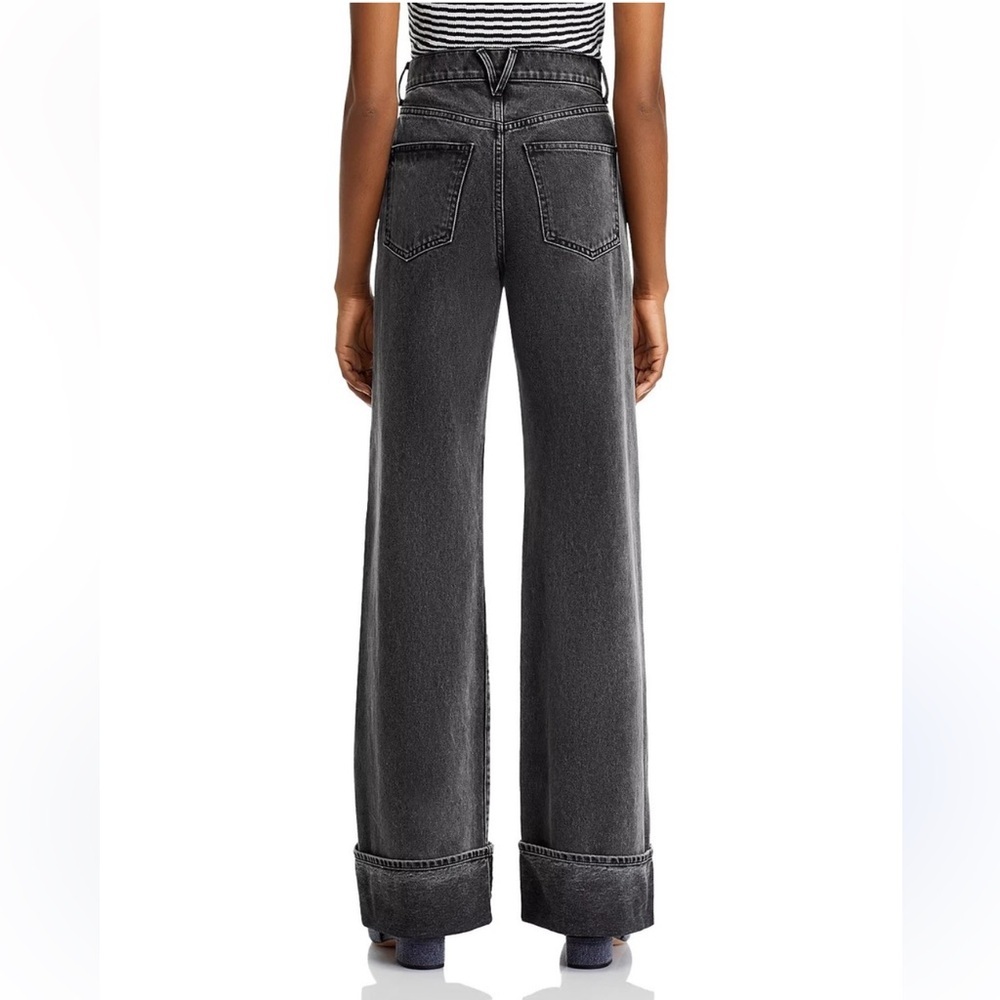 Veronica Beard Taylor Relaxed Wide Leg Cuffed Jeans in Stoned Wash - Picture 5 of 16
